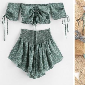 New zaful green floral set